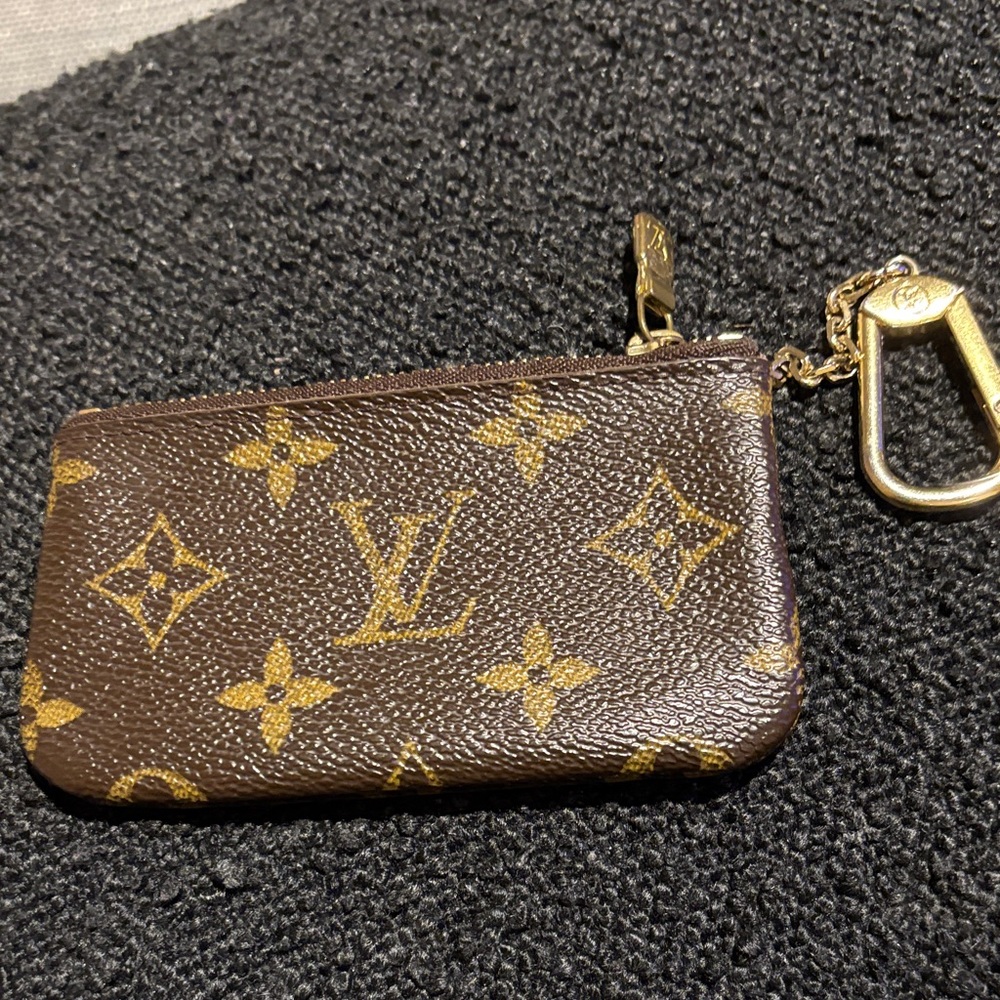 Louis Vuitton Brown Monogram Coin Pouch with Gold Hardware